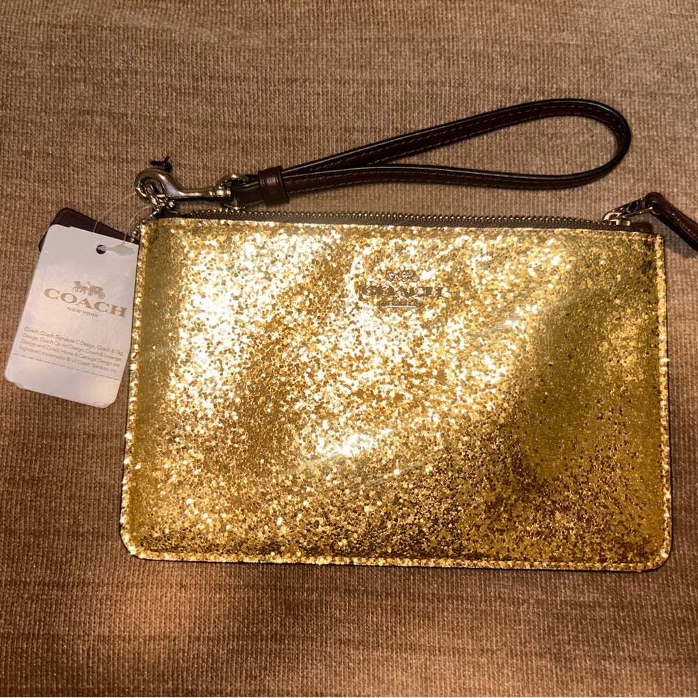 Coach Gold Glitter Wristlet